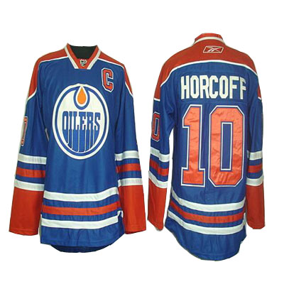 Blue NHL Edmonton Oilers 10 Shawn Horcoff Hockey Jersey